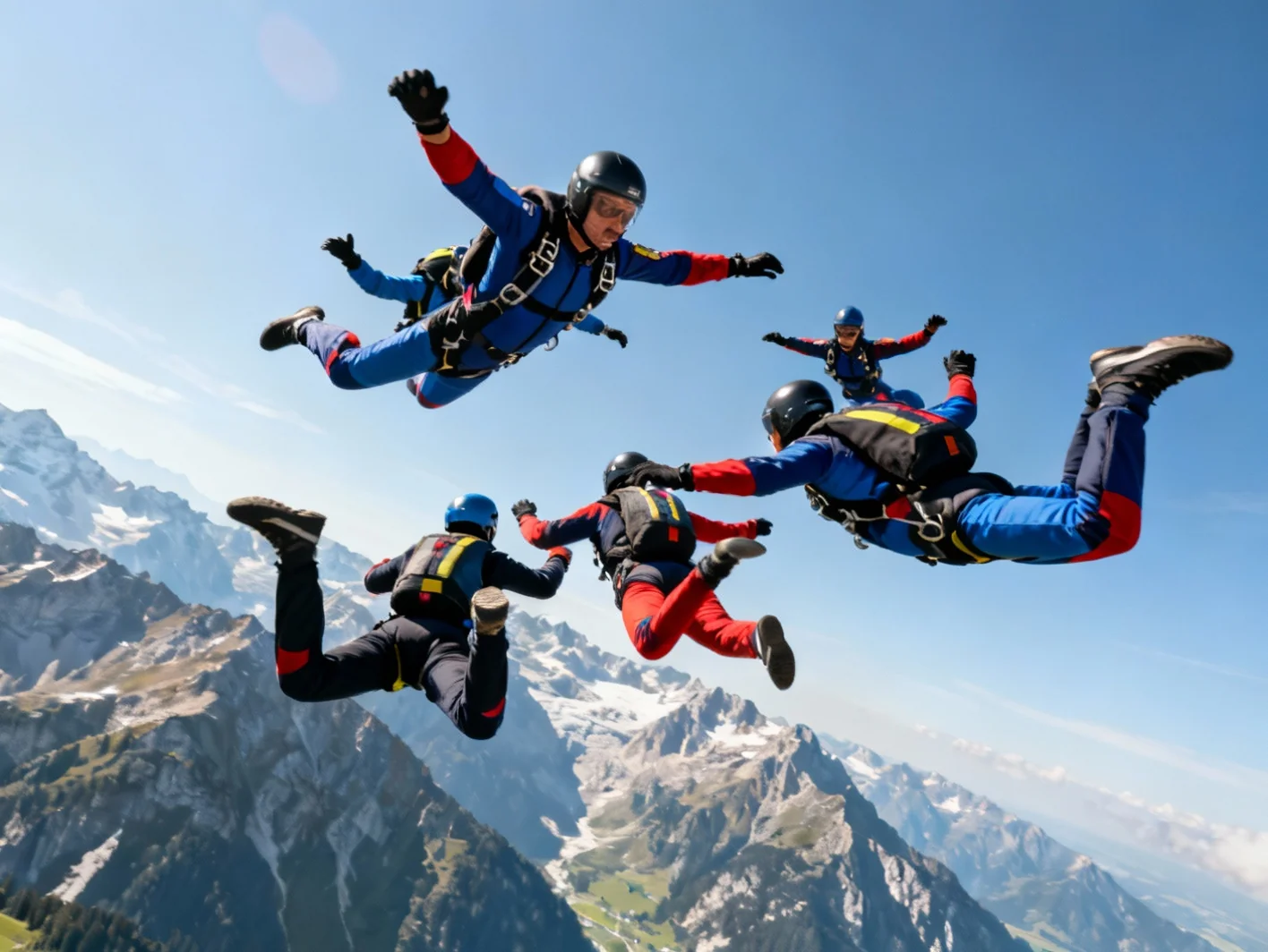 Groupe de parachutistes en formation