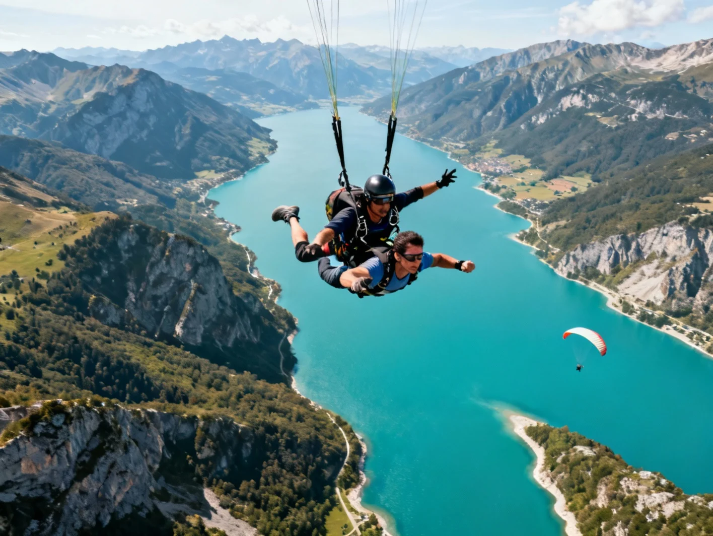 Saut en parachute à Embrun au-dessus du lac de Serre-Ponçon