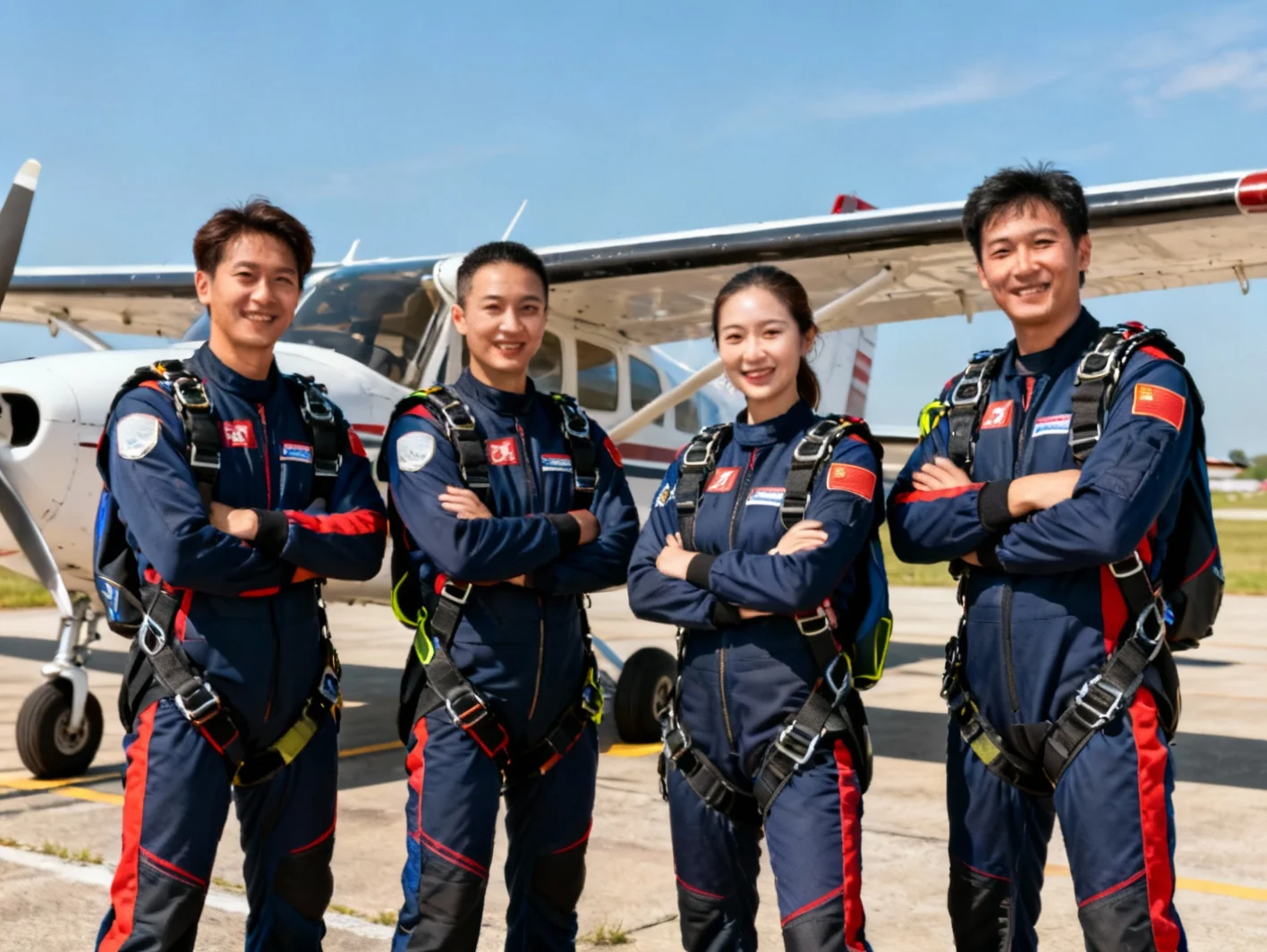 Équipe complète des instructeurs de parachutisme