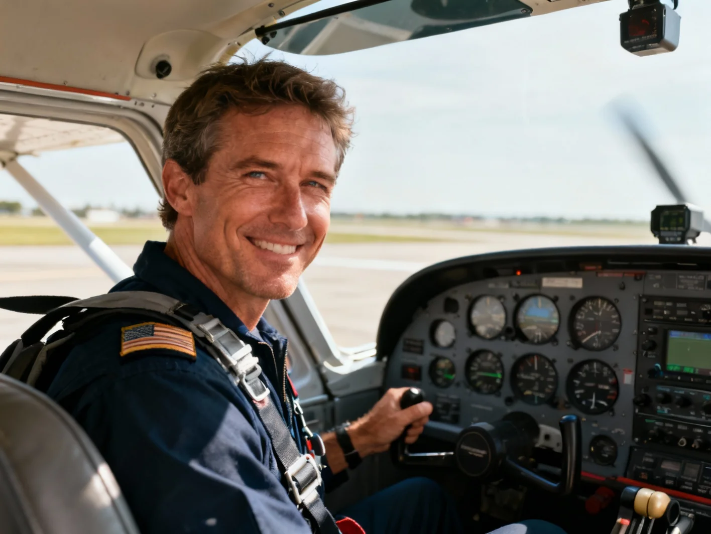 Pilote professionnel dans le cockpit de l'avion